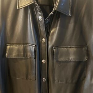 Jones New York NWOT Black Faux Leather Shirt Jacket